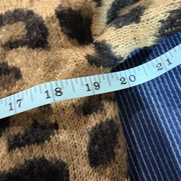 Love by Design M Leopard Print Cardigan Women Tan Open Front Boho Fall Layering - Picture 5 of 7